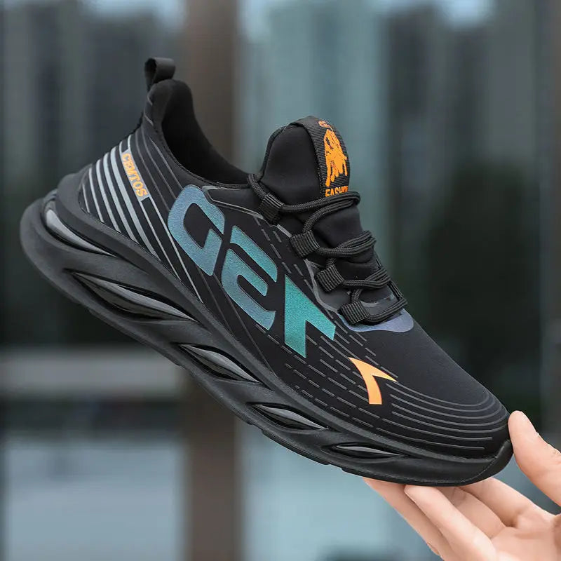 YBQJOO Men's Breathable Casual Sneakers – Lightweight Non-Slip Men's Casual Sneakers Axl Orange 42
