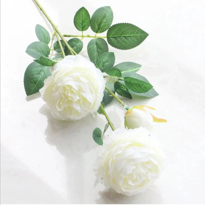 Long Stem Silk Artificial Rose Bouquet – 5 or 10 Pcs Artificial Flower Bouquet Axl WHITE 10pcs