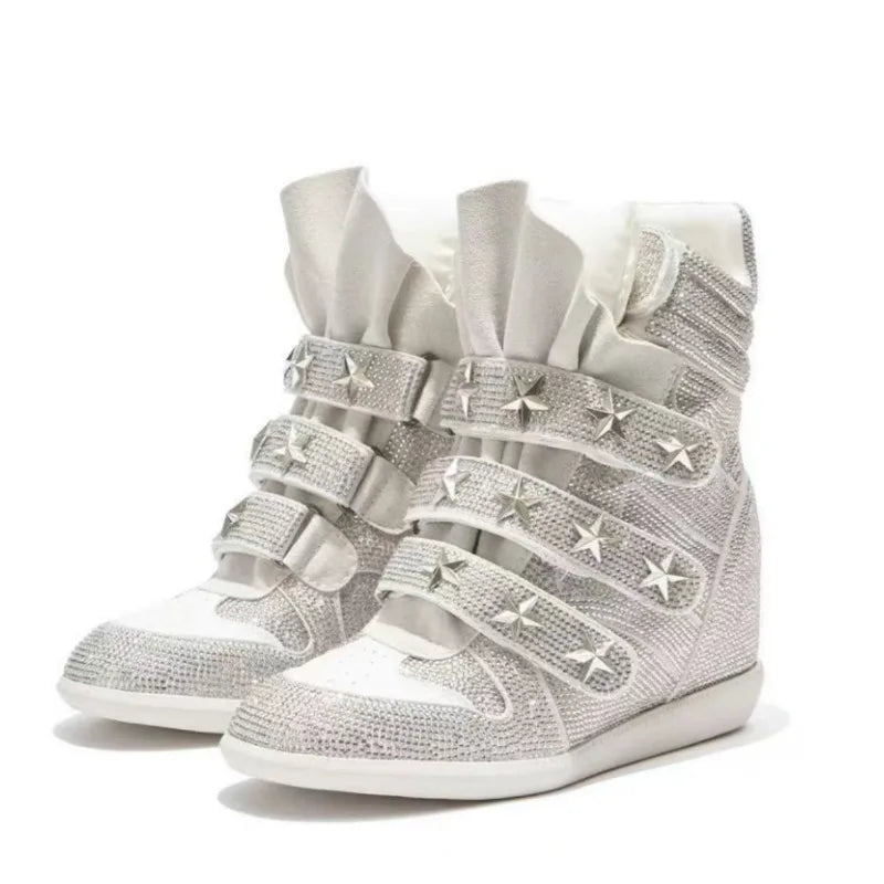 Women's Rhinestone Ankle Boots – Luxury Genuine Leather Platform Ankle Boots Axl