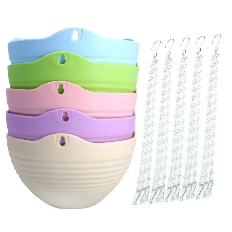 Hanging Flower Pot with Chain Basket – Plastic Planter Holder Hanging Planter Pot Axl