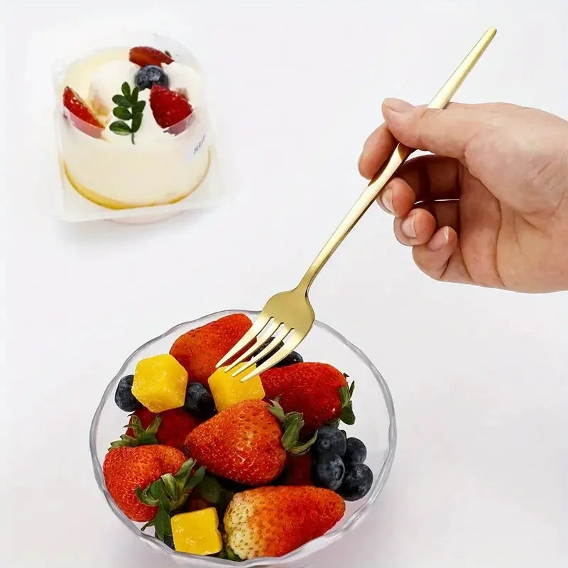 6-Piece Golden Stainless Steel Fork Set – Dishwasher Safe Dinner Fork Set Axl