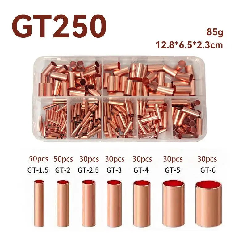 Copper Crimp Connector Kit – 7-Size Wire Ferrule Assortment Crimp Terminal Kit Axl 250PCS