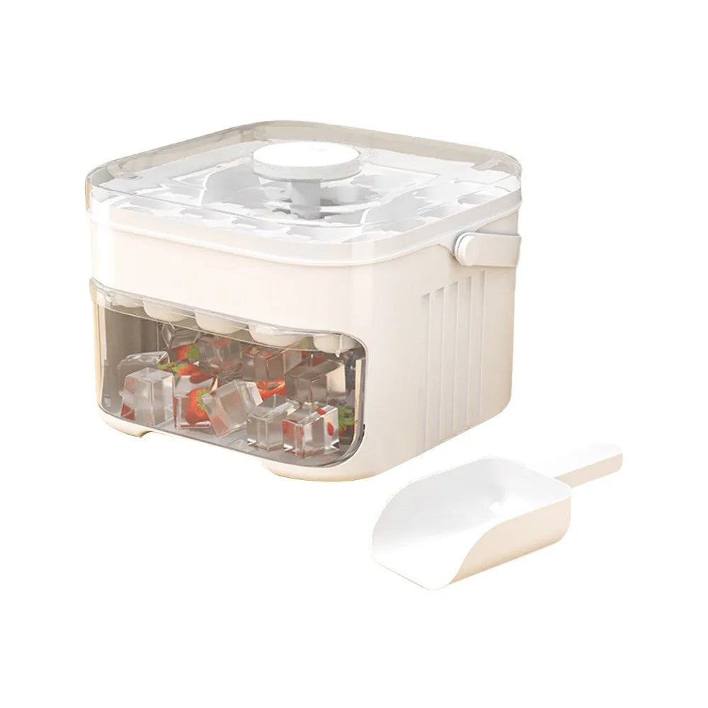 50-Grid Ice Cube Mold – Press Type Double Layer Storage Box Ice Cube Mold Axl White