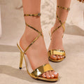 Leopard Stiletto Slingback Sandals – Cross Strappy Open Toe Stiletto Sandals Axl Gold 39