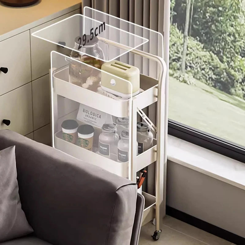 3-Tier Folding Kitchen Rack on Wheels | Carbon Steel Shelf Rolling Storage Rack Axl