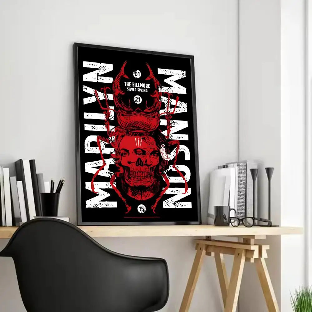 Marilyn Manson Canvas Wall Art Poster – Unframed Home Decor Canvas Wall Art Axl Black10 15X20cmFrameless