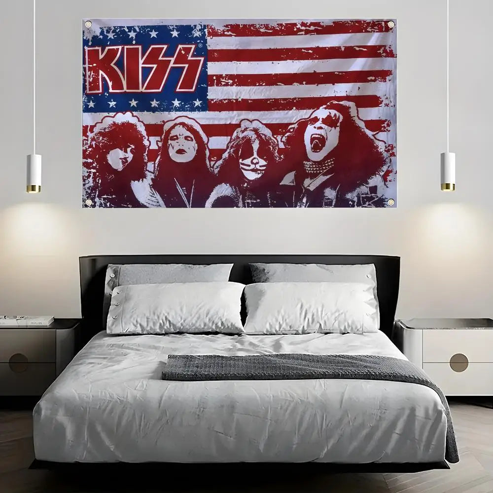 KISS Band Flag – Wall Banner for Bedroom & Concerts | 6 Sizes Band Wall Flag Axl