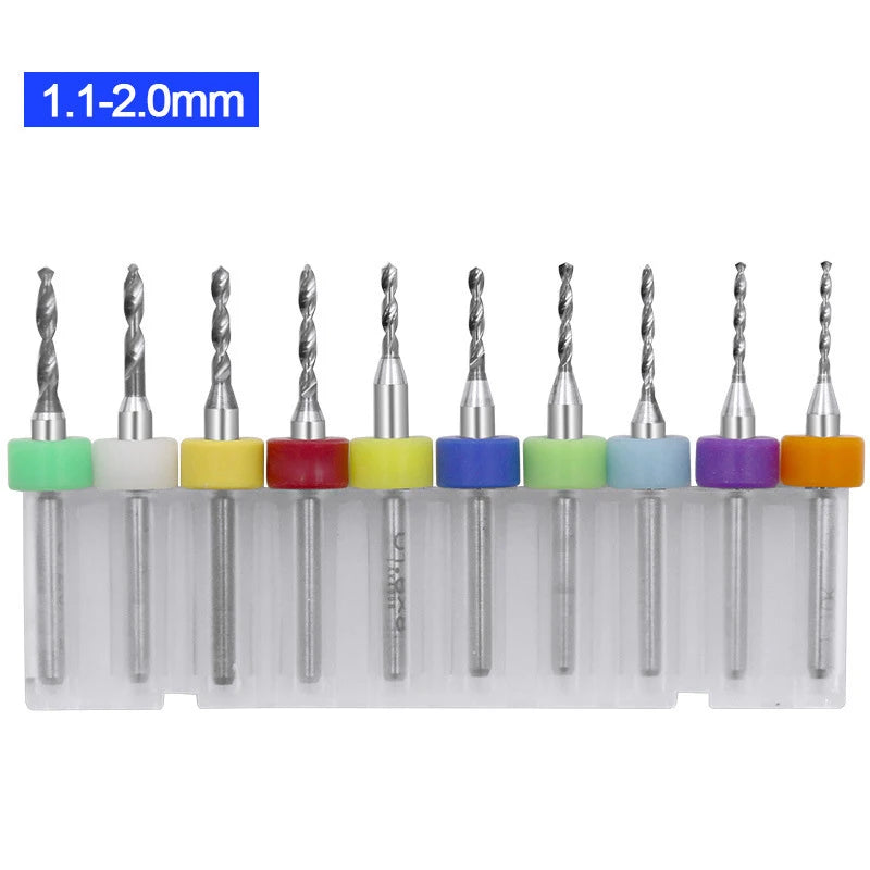 10-Pc Tungsten Carbide Micro Drill Bits Set for PCB & Rotary Tool Micro Drill Bit Set Axl A1