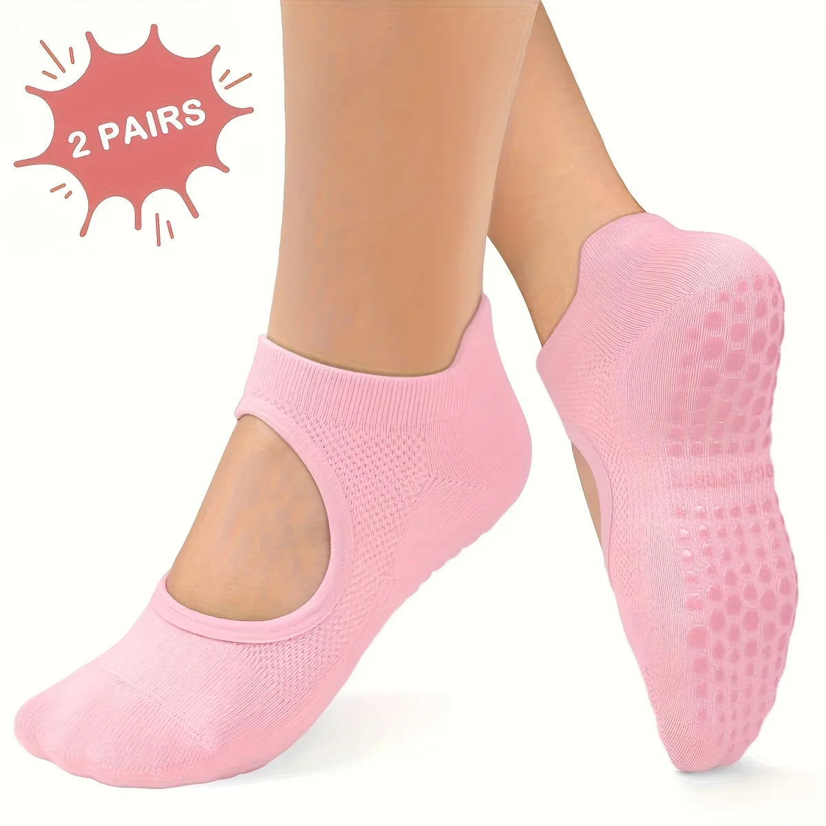Women's Non-Slip Open Toe Yoga Pilates Socks with Arch Support Yoga Grip Socks Axl
