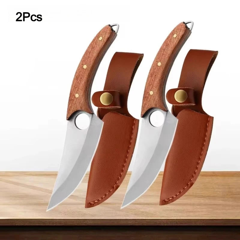 Professional Stainless Steel Boning Knife – Solid Wood Handle Boning Knife Axl 2Pcs 6.3inch