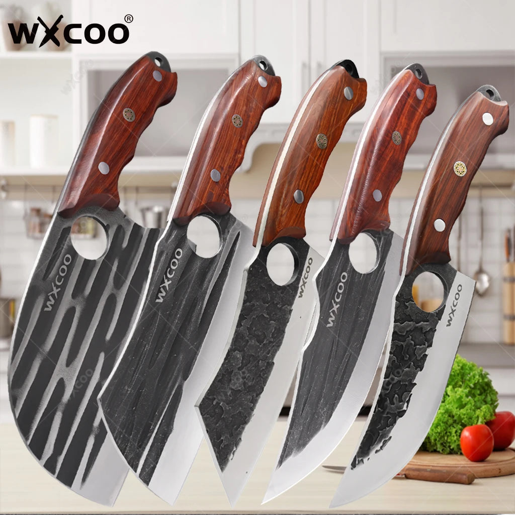 WXCOO Boning Knife Set – Stainless Steel Wood Handle Boning Knife Set Axl