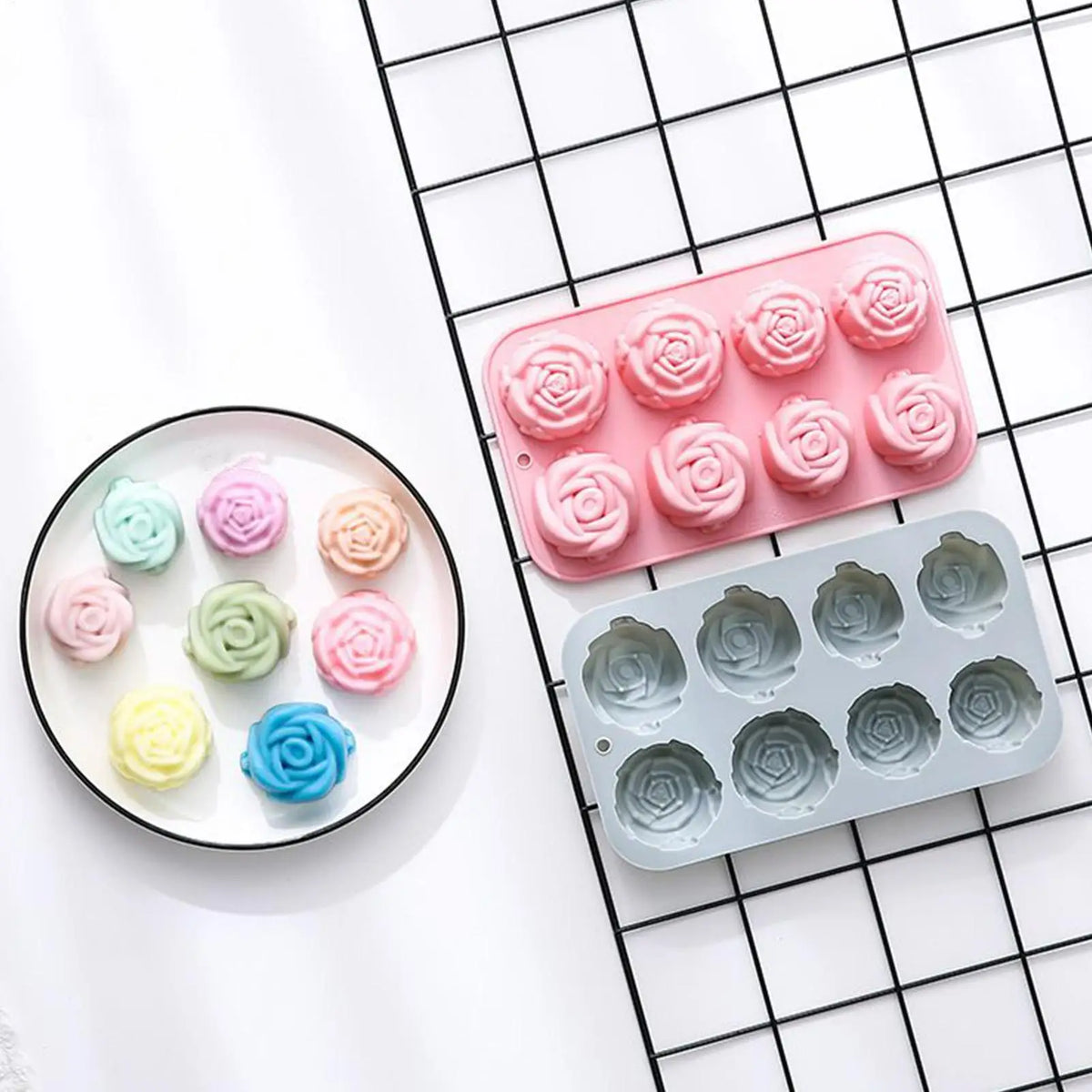 Rose Silicone Cupcake Molds – 8-Cavity Nonstick Baking Pan Silicone Baking Mold Axl