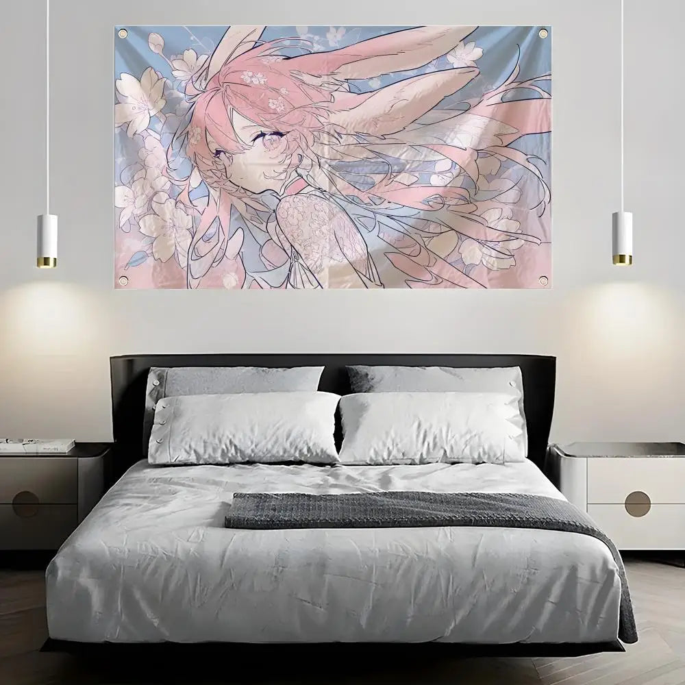 Anime Angel Girls Kawaii Wall Flag – Indoor & Outdoor Banner Decorative Flag Banner Axl