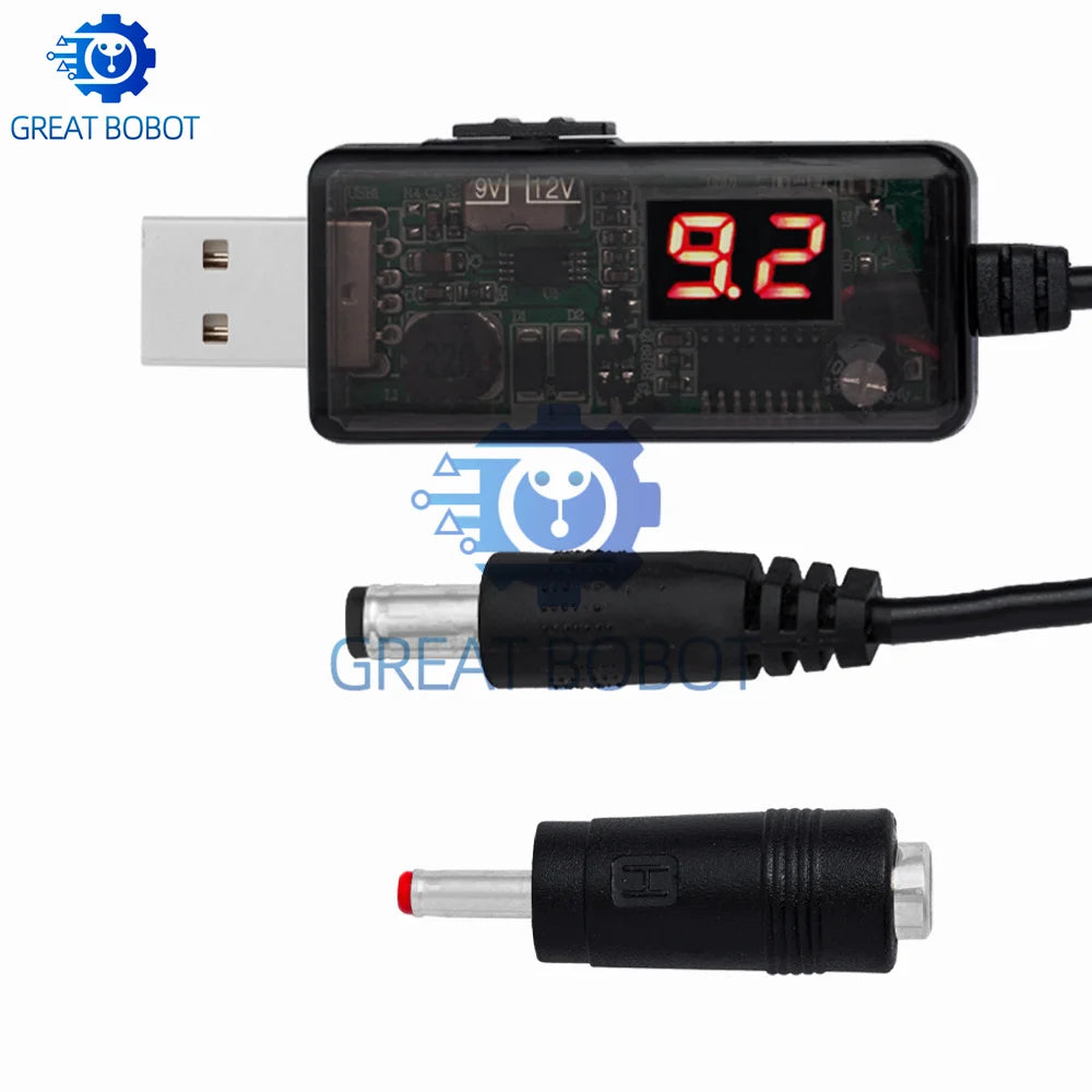USB Boost Converter 5V to 9V/12V Step-Up Cable + 3.5×1.35mm USB Voltage Converter Axl
