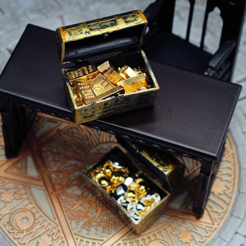 1:12 Dollhouse Mini Treasure Chest Gold Bar & Coin Model Set Dollhouse Miniature Axl