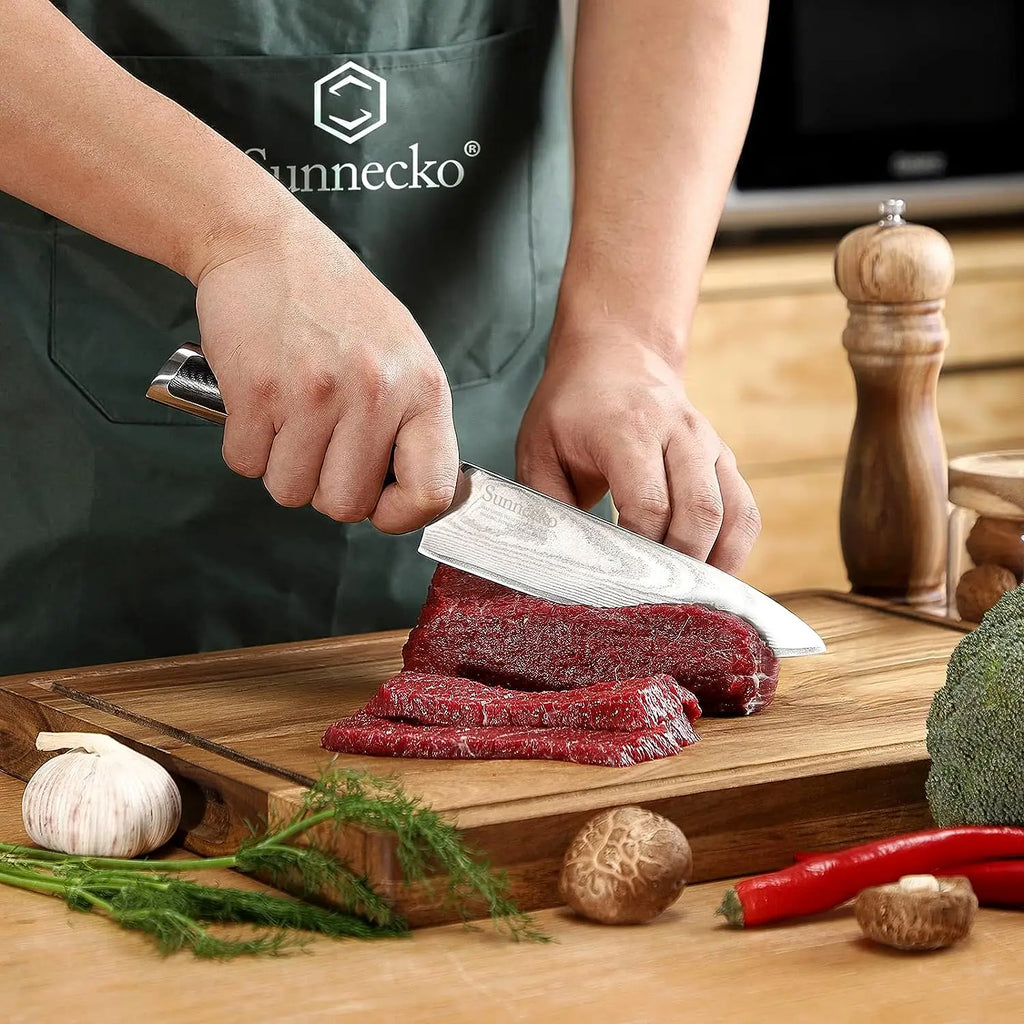 Sunnecko Damascus Steel Chef's Knife Set – VG-10 Japanese Knives Damascus Kitchen Knife Set Axl
