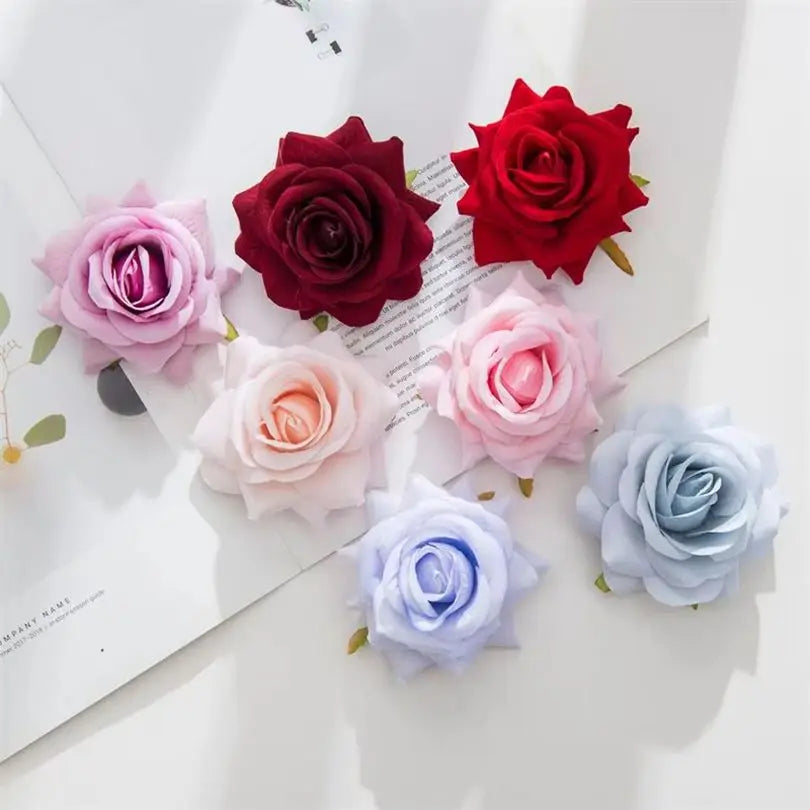 Silk Artificial Rose Flower Heads 5/10 PCS – Wedding & Home Decor Artificial Silk Flowers Axl
