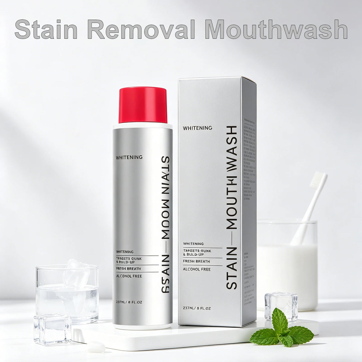 Teeth Brightening Peppermint Mouthwash – Mouth Rinse 237ml Whitening Mouthwash Axl