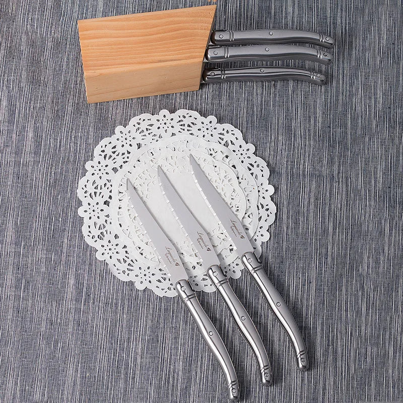 Laguiole Steak Knife Set 4–10 Pcs | Stainless Steel Serrated Blades Steak Knife Set Axl