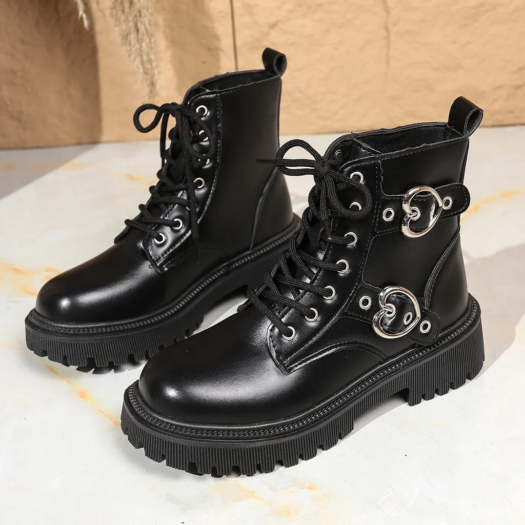 Women's Mid-Calf Motorcycle Boots | Side Zip & Lace-Up Women's Motorcycle Boots Axl