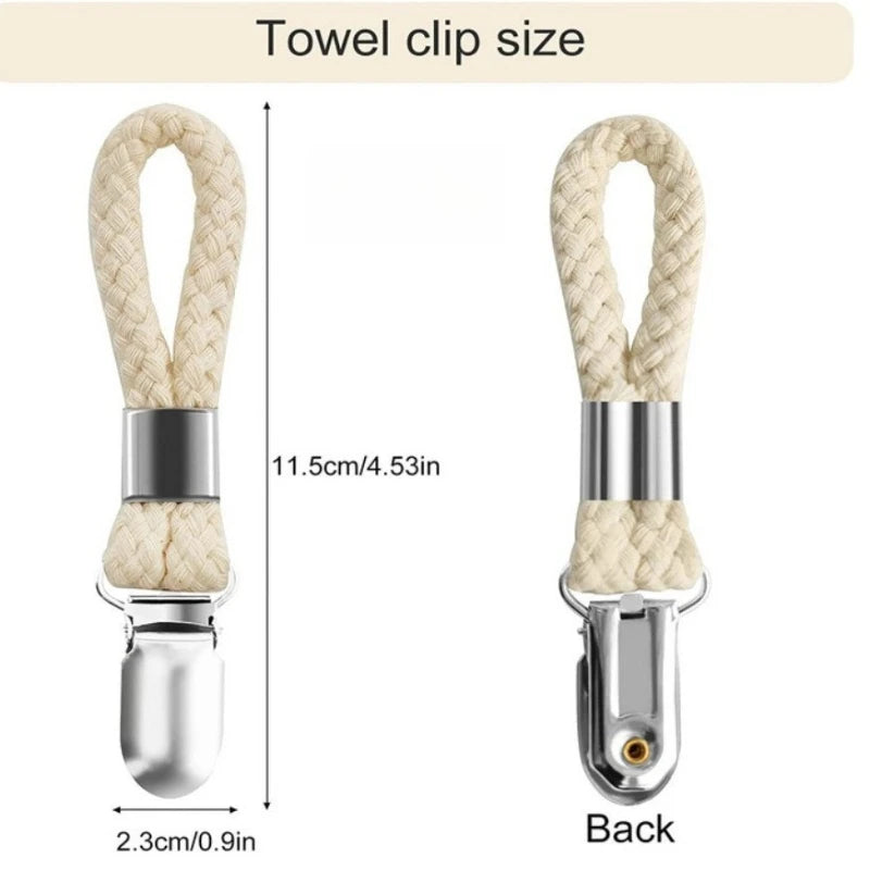 Rust-Resistant Metal Towel Clip with Cotton Rope Ring Towel Clip Axl