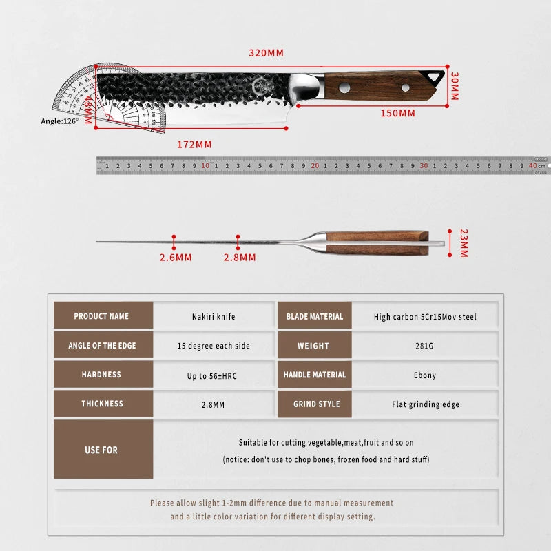 Grandsharp Japanese Nakiri Knife – High Carbon Steel Vegetable Knife Japanese Nakiri Knife Axl