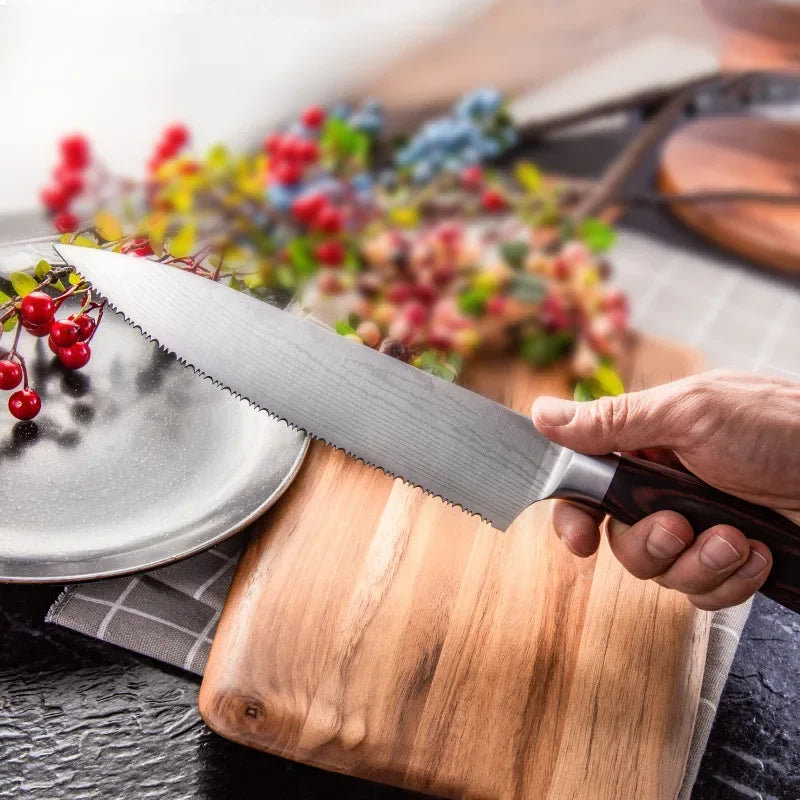 8-Inch Serrated Stainless Steel Bread & Kitchen Knife Serrated Kitchen Knife Axl