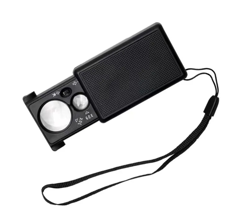 Jewelry Loupe 30X 60X Magnifier with LED & UV Light | Foldable Jewelry Loupe Magnifier Axl