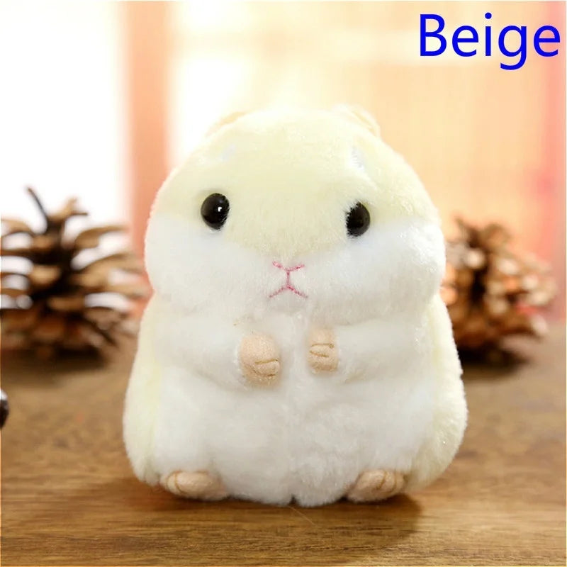 Kawaii Hamster Keychain – Fluffy Faux Fur Pompom Bag Charm Novelty Keychain Axl Beige