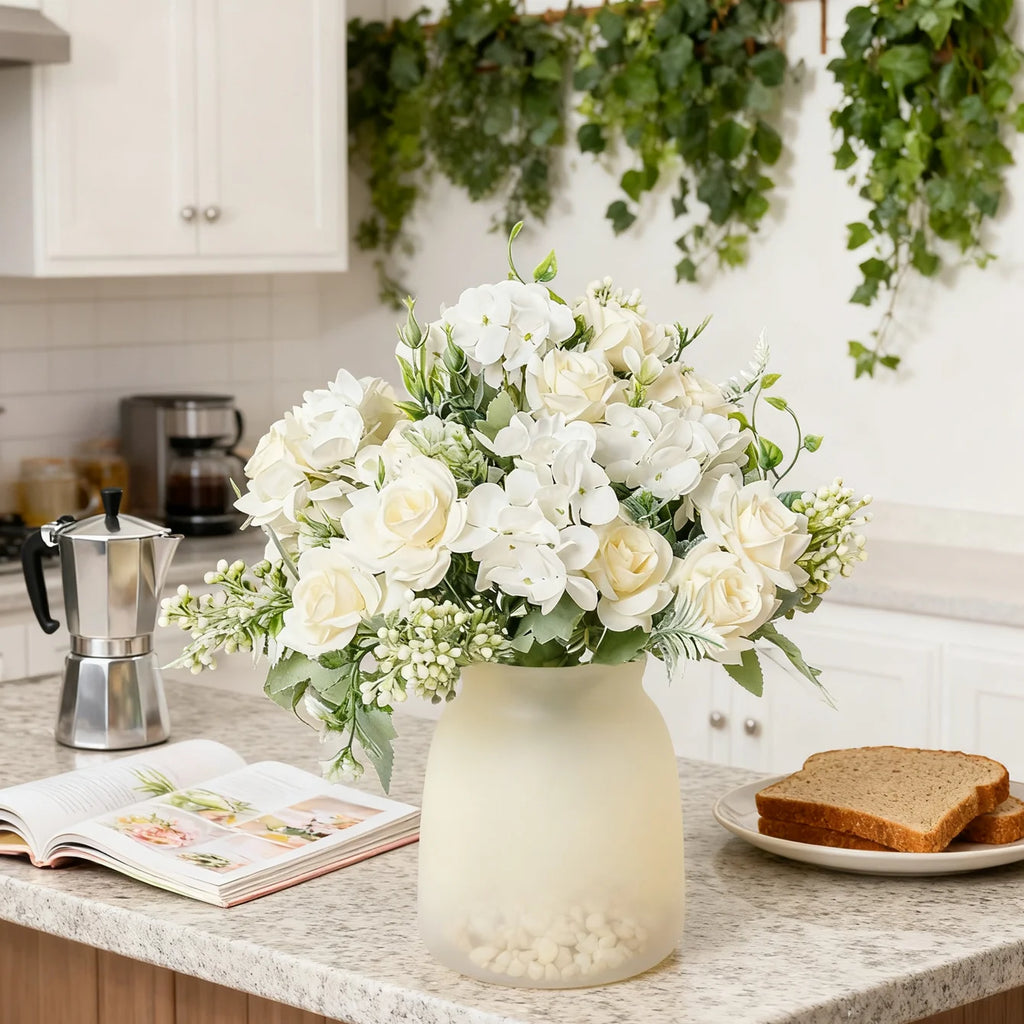 Silk Gardenia Hydrangea Artificial Flowers – Wedding & Home Décor Artificial Flower Bouquet Axl