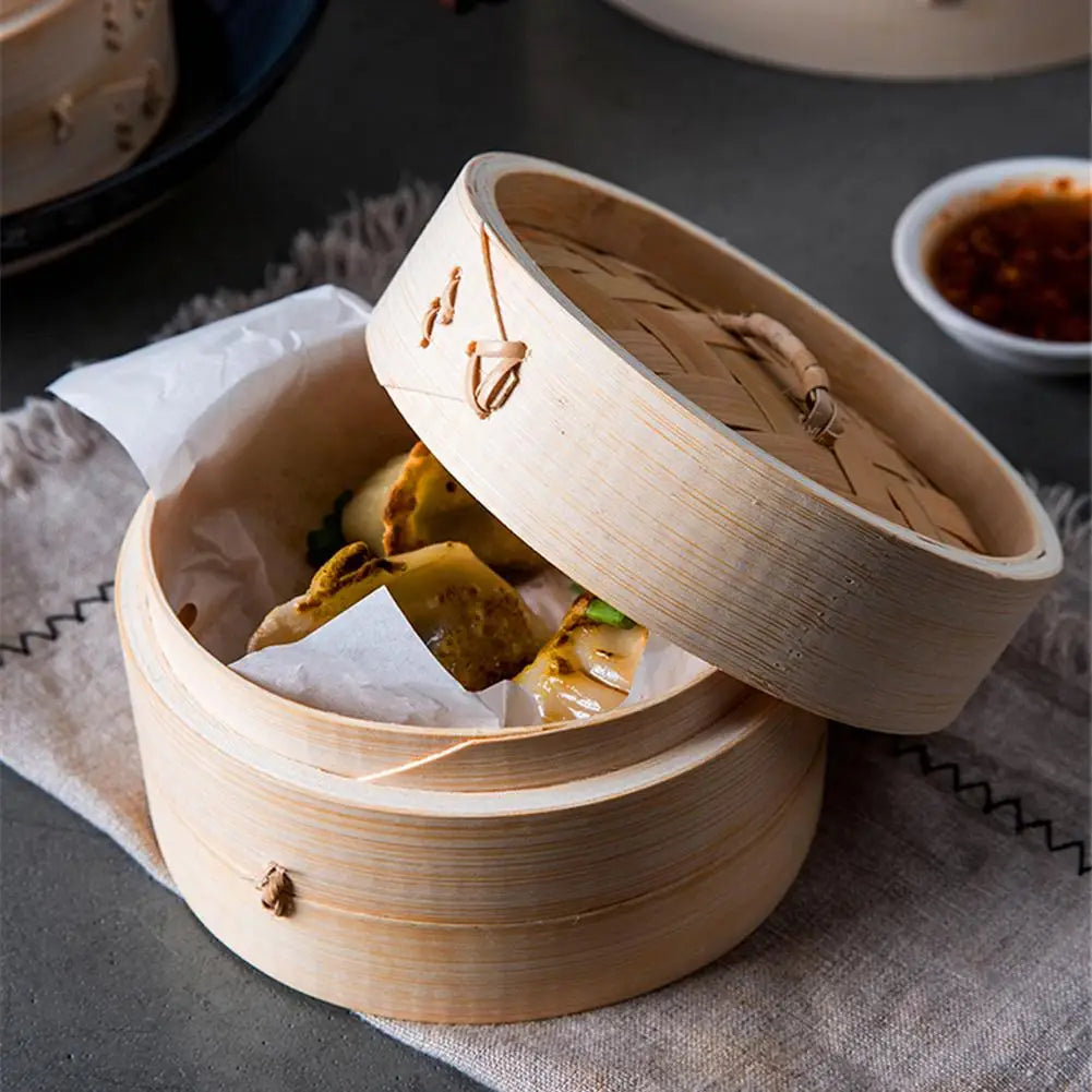 Bamboo Double-Layer Steamer Basket – Dumplings & Buns Bamboo Steamer Basket Axl