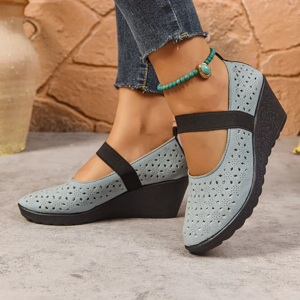 Women's Wedge Pumps – Breathable Mesh Slip-On High Heels Wedge Pumps Axl blue-1 36