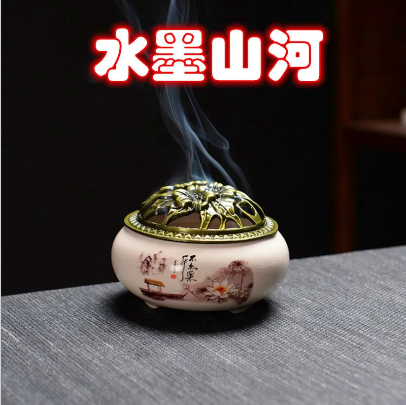 Ceramic Incense Burner – Sandalwood Box & Incense Diffuser Incense Burner Axl Ink mountains