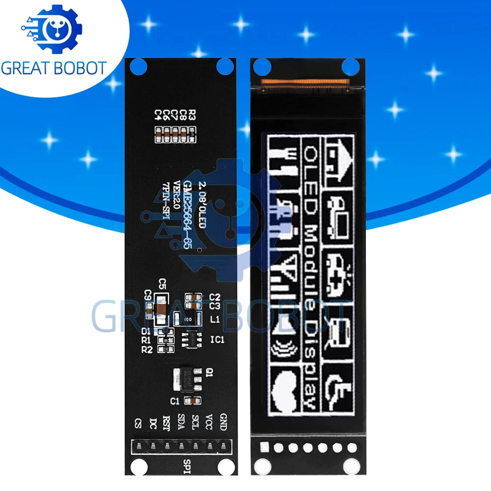 2.08" OLED Display Module 256×64 SH1122 Controller White OLED Display Module Axl 1PC