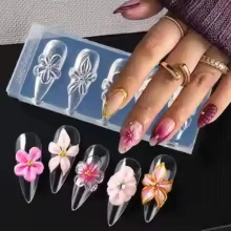 3D Flower Silicone Nail Art Mold – Lily & Hibiscus Resin Stencil Nail Art Mold Axl