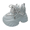 Women's 10CM Platform Chunky Sneakers – Lace-Up Wedge Heels Platform Wedge Sneakers Axl grey 39