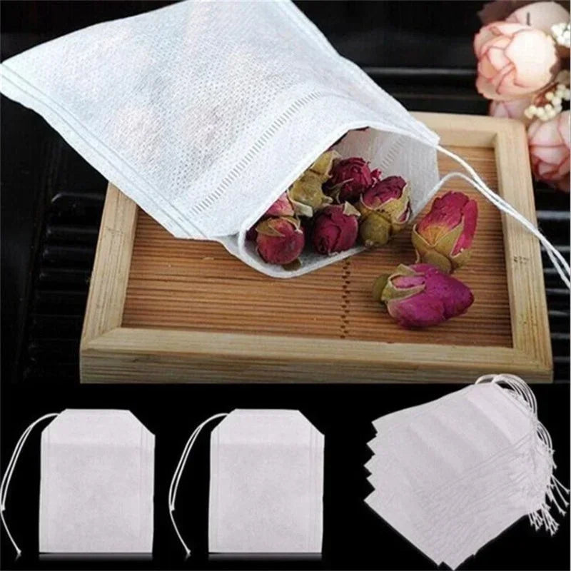100-Pack Empty Drawstring Tea Bags – Herb & Spice Filter Pouches Tea Filter Bags Axl