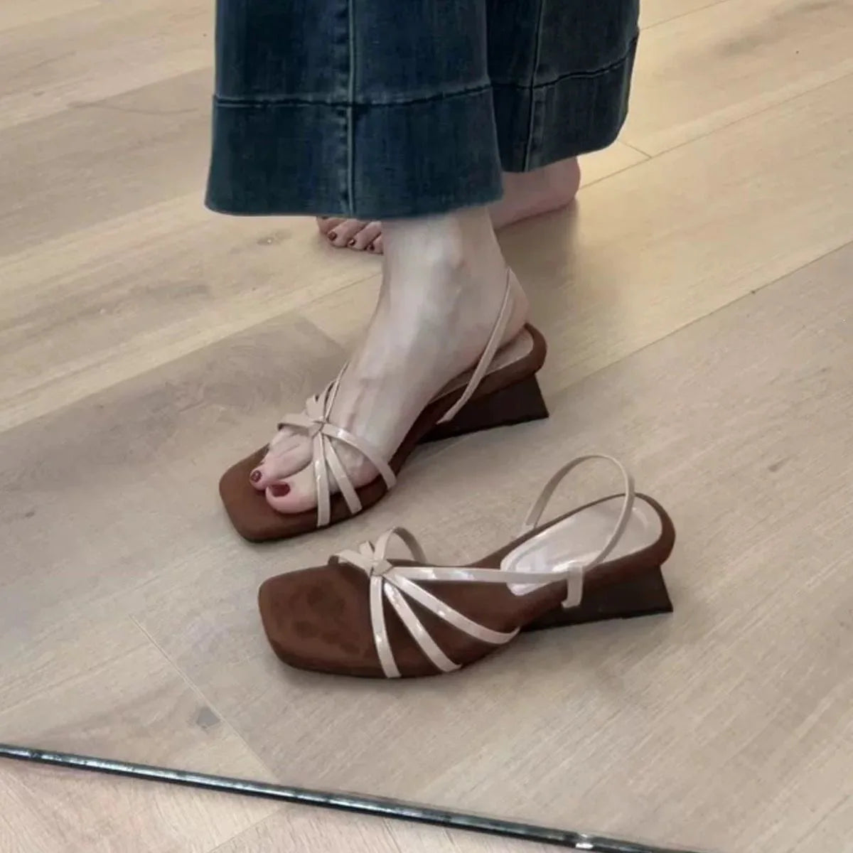 Women's Wedge Platform Sandals – Cross Strap Buckle Heels Wedge Platform Sandals Axl pink 39