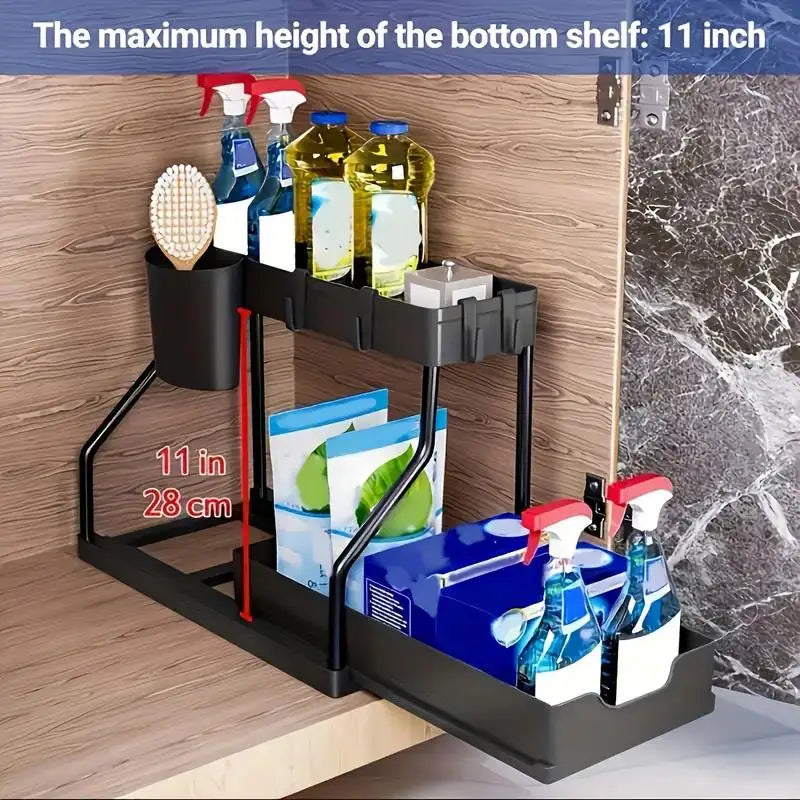 2-Tier Pull-Out Storage Drawers – Kitchen & Bathroom Organizer Pull-Out Storage Drawer Axl 1pc