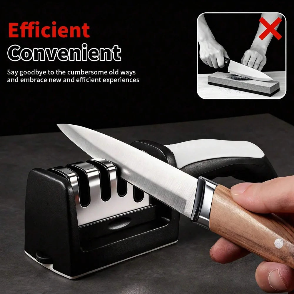 4-Stage Manual Knife Sharpener – Pro Chef Kitchen Tool Knife Sharpener Axl
