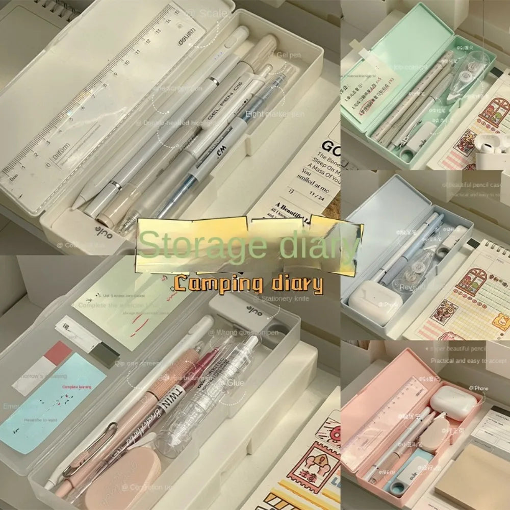 Transparent Plastic Pencil Case – Waterproof Large Capacity Pen Box Pencil Case Axl