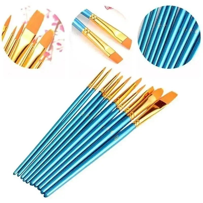 10-Piece Artist Paint Brush Set – Acrylic, Oil & Watercolor Artist Paint Brushes Axl A