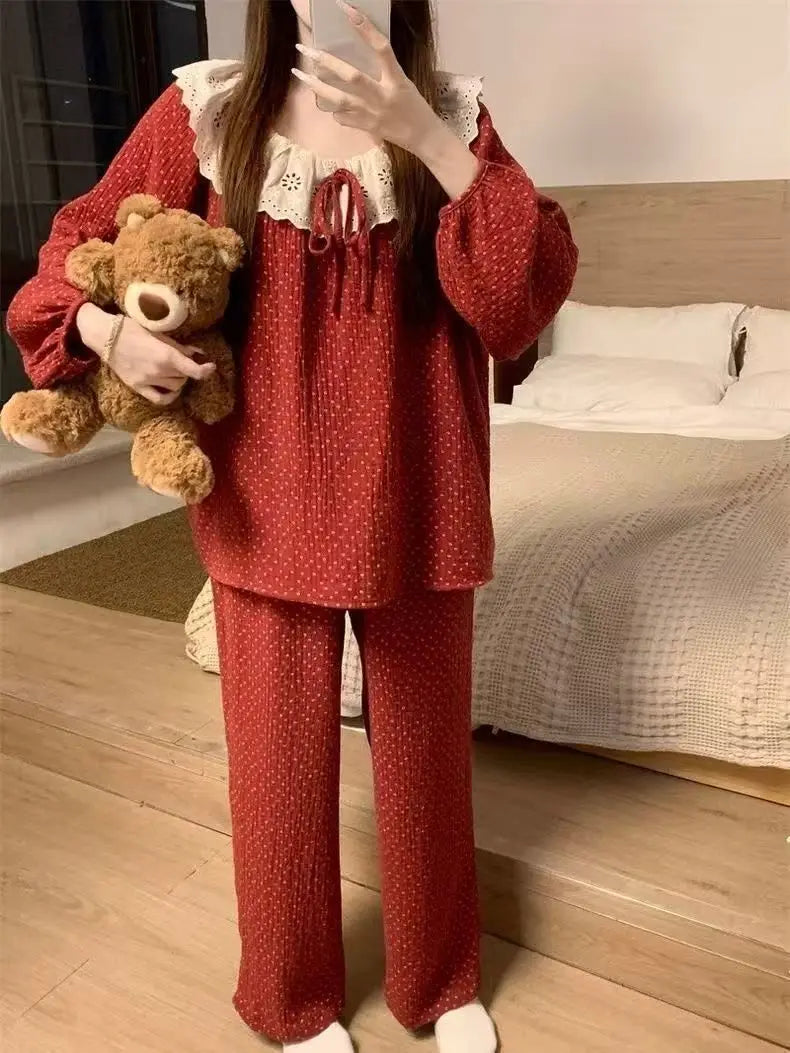 Women's Yellow Plaid Pajama Set – Long Sleeve Sleepwear Women's Pajama Set Axl 2103 red 2XL