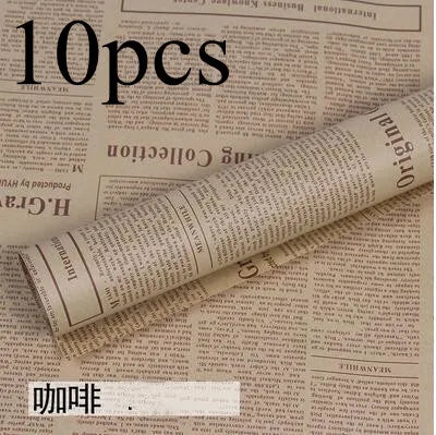 10-Pack Kraft Floral Wrapping Paper – Vintage Newspaper Style Gift Wrapping Paper Axl G