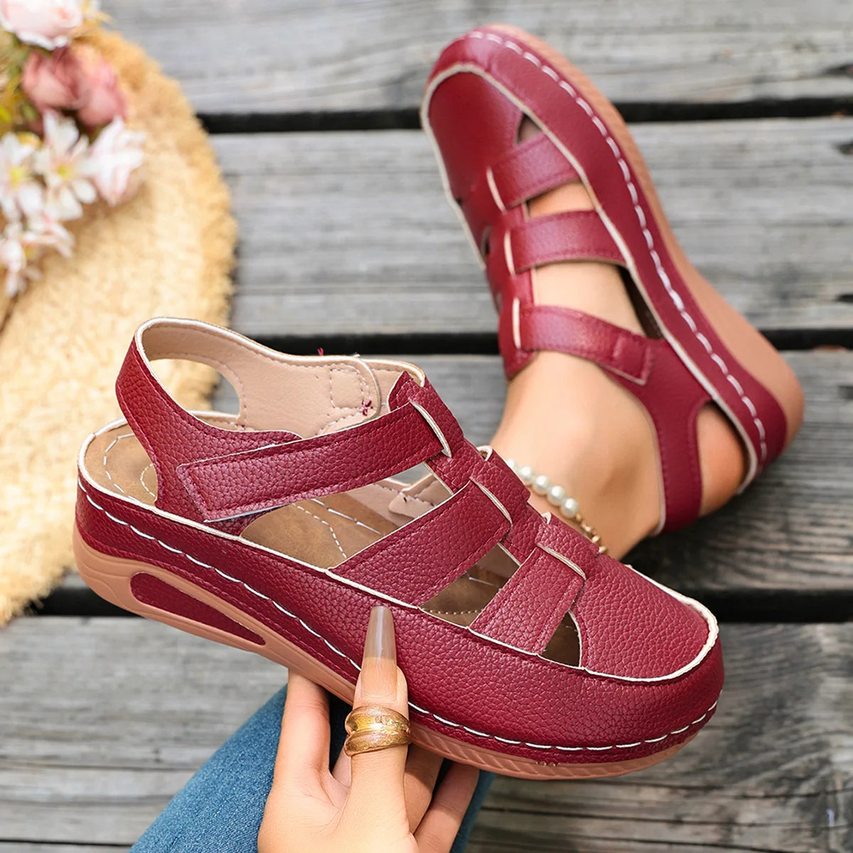 HAJINK Women's Flat Sandals – Breathable Plus Size Summer Shoes Women's Flat Sandals Axl