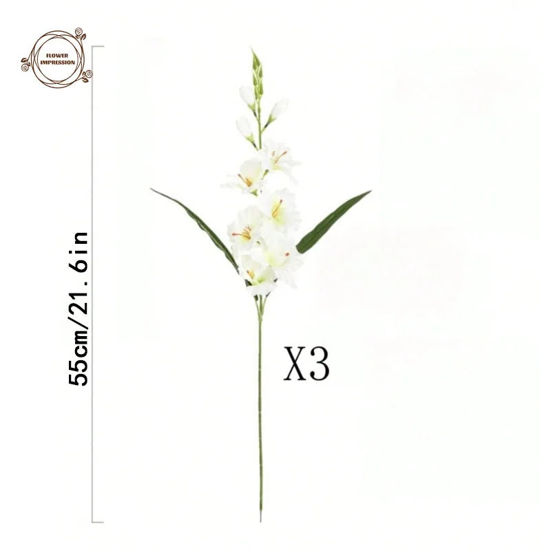 3-Pack Artificial Silk Orchid Stems – Faux Dendrobium Decor Artificial Flower Stems Axl