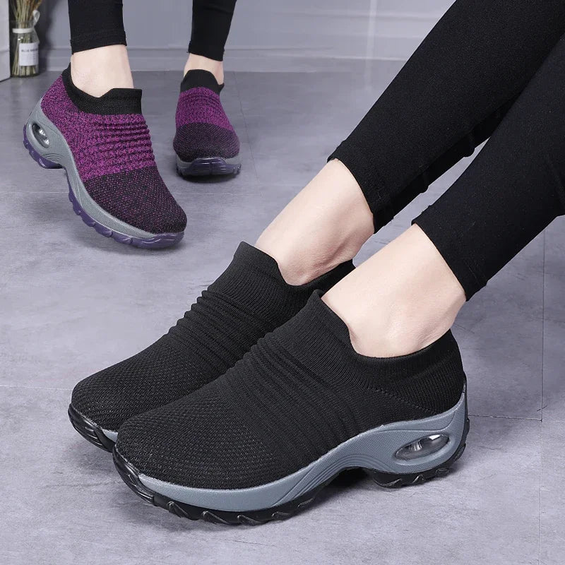 Women's Mesh Slip-On Sneakers | Breathable Thick Sole Shoes Women's Sneakers Axl