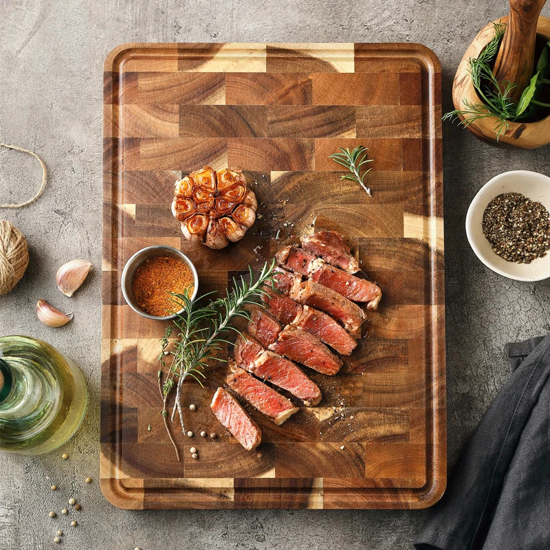 XINZUO Acacia Wood End Grain Cutting Board | Non-Slip Wood Cutting Board Axl