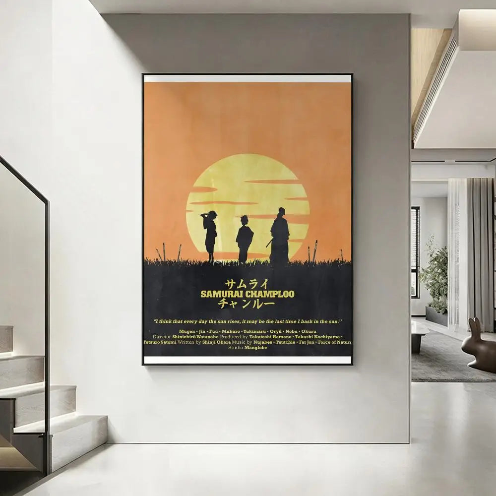 Samurai Champloo Anime Poster – HD Waterproof Wall Art Decor Anime Wall Poster Axl White15 40X50cmNoframe