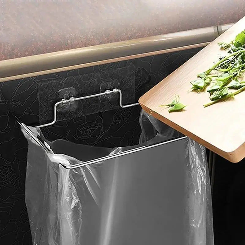 Stainless Steel Cabinet Door Trash Can Rack – Punch-Free Cabinet Storage Rack Axl